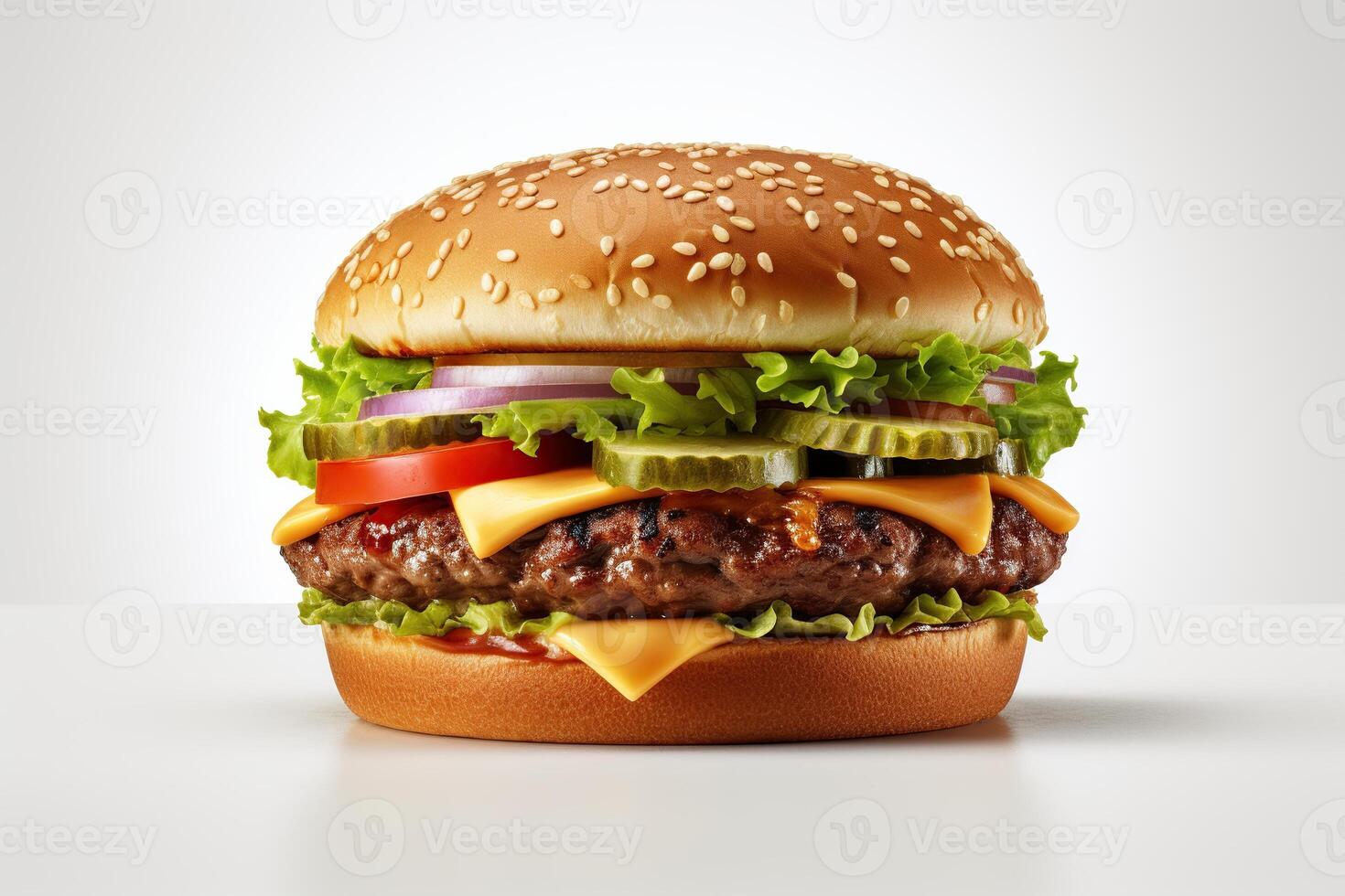 Burger food on a white background AI Generated photo