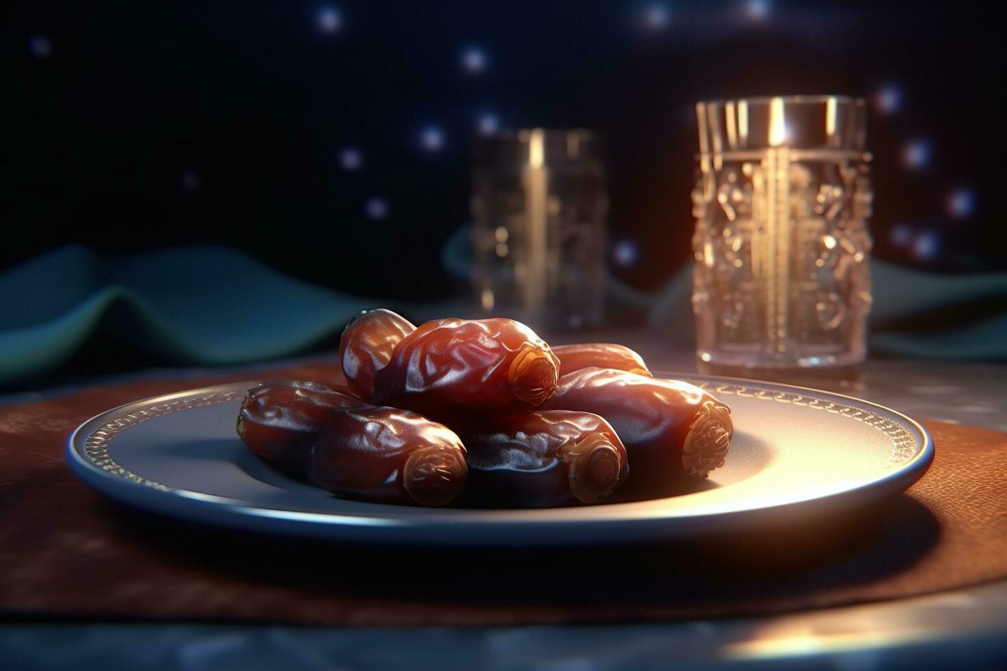 Sweet and healthy dates on a plate AI Generated photo