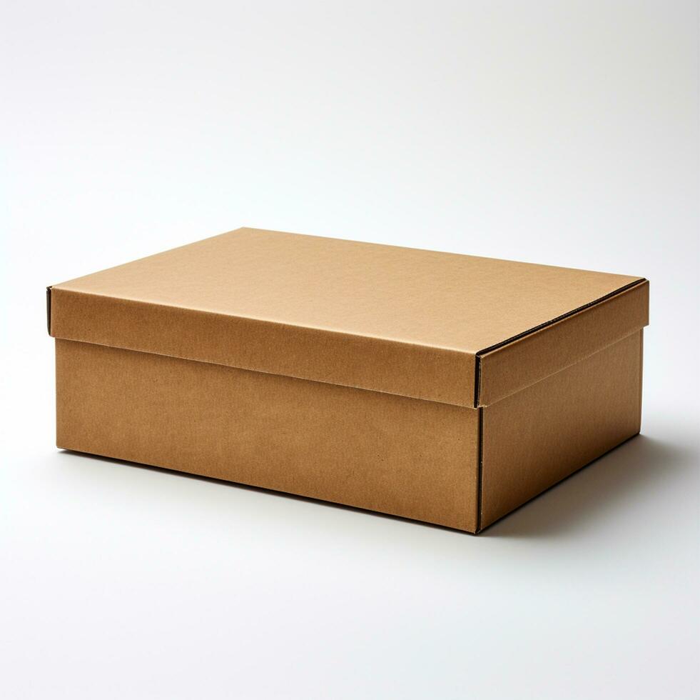 Brown cardboard box on a white background. 3d render image AI Generated photo