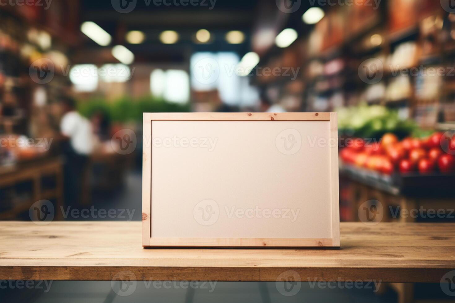 Blank board with blur supermarket photo
