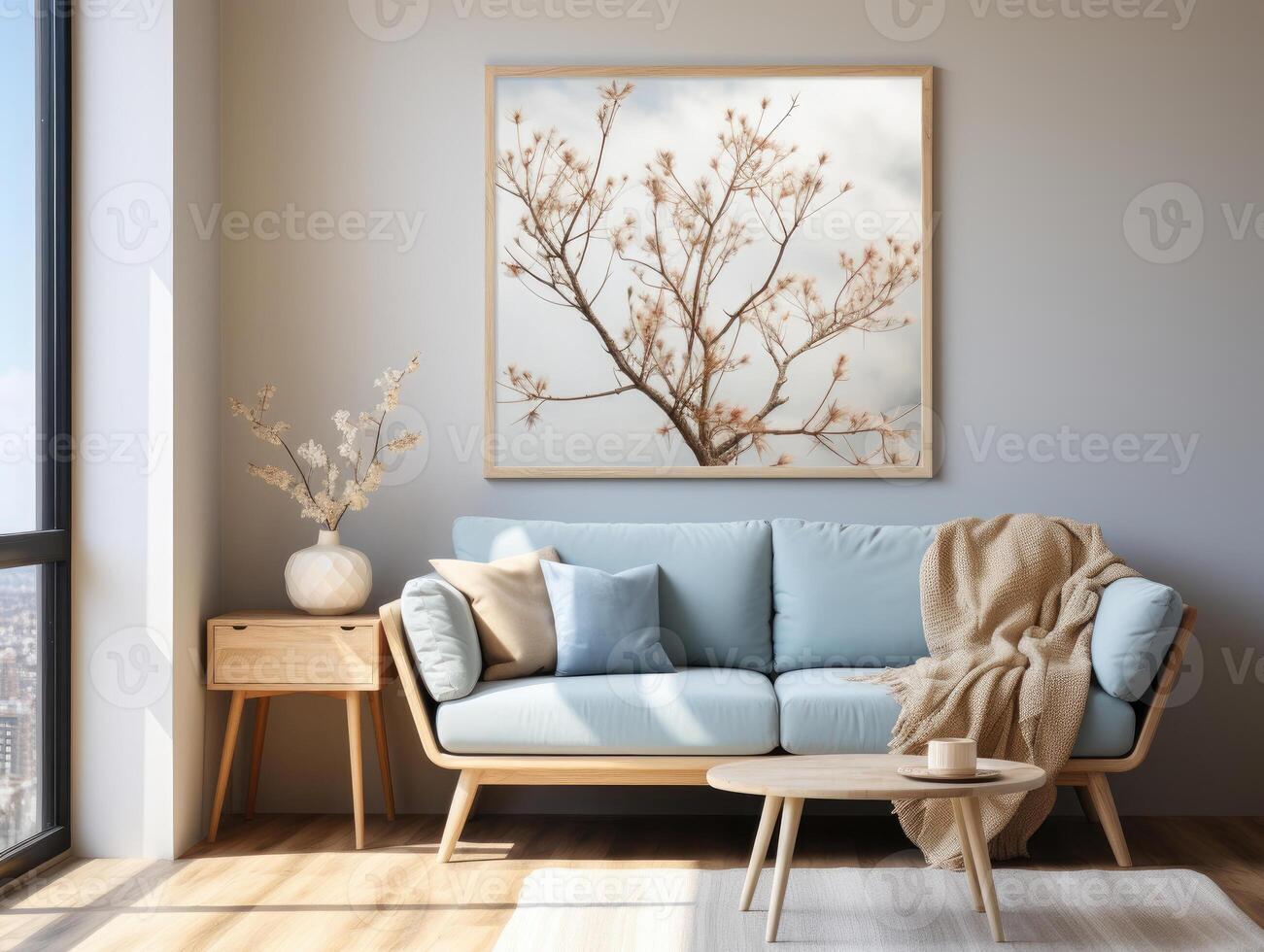 Mock up poster frame in home interior background, Mockups Design 3D, High-quality Mockups, photo