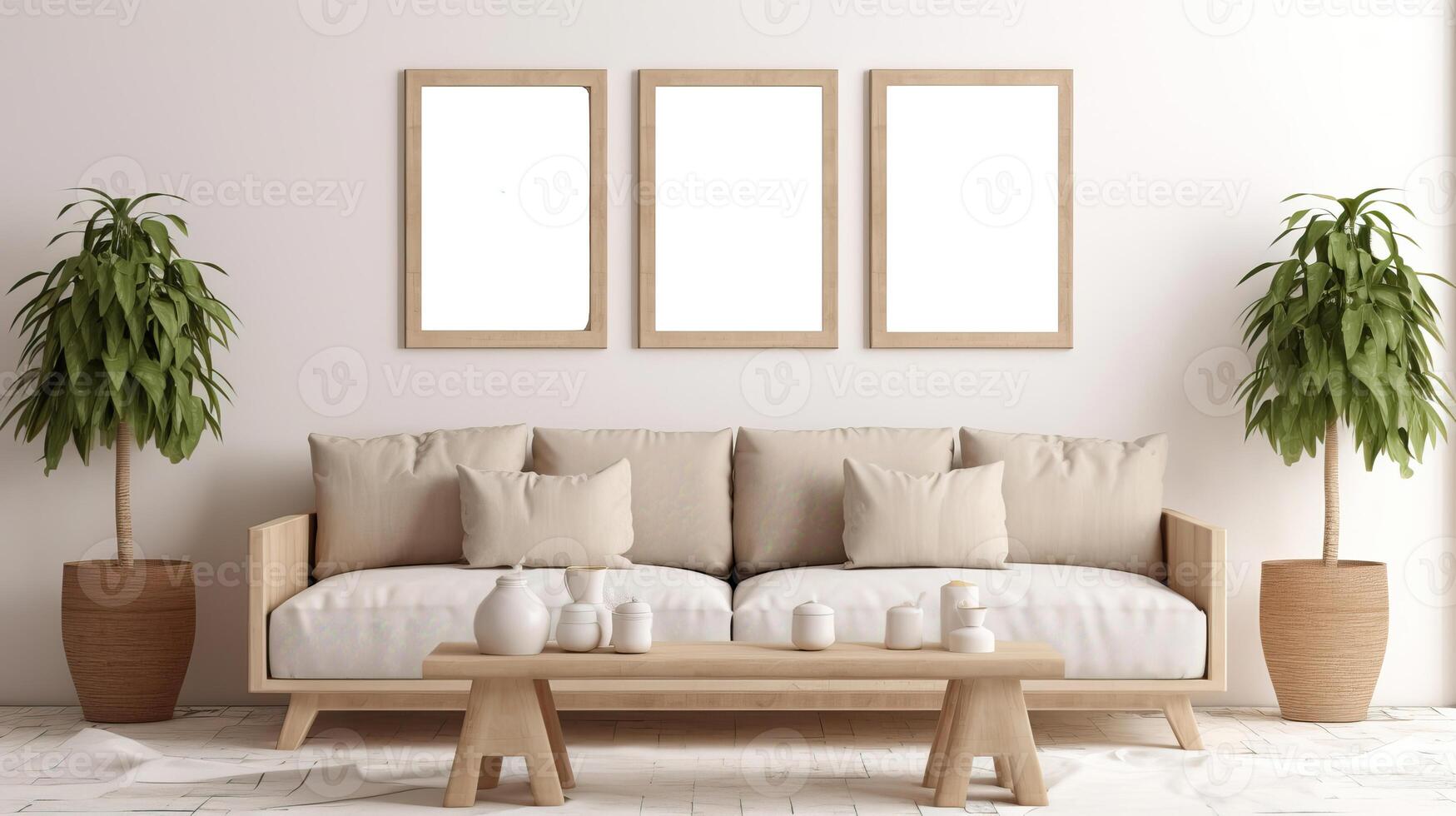 Mockup frame in farmhouse living room, photo
