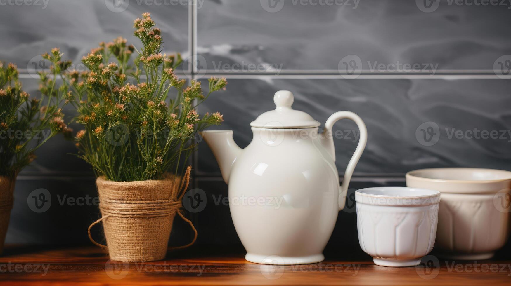 Frame mockup in kitchen interior background Farmhouse , Mockups Design 3D, High-quality Mockups, Generative Ai photo