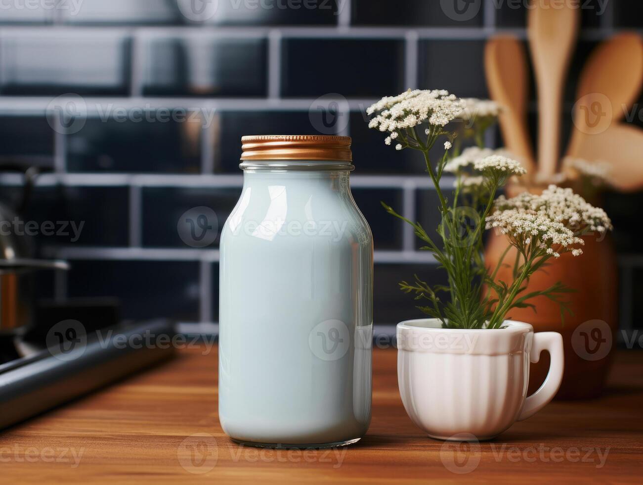 Mockup Poster Frame In Kitchen Interior Background , Mockups Design 3D, High-quality Mockups, photo