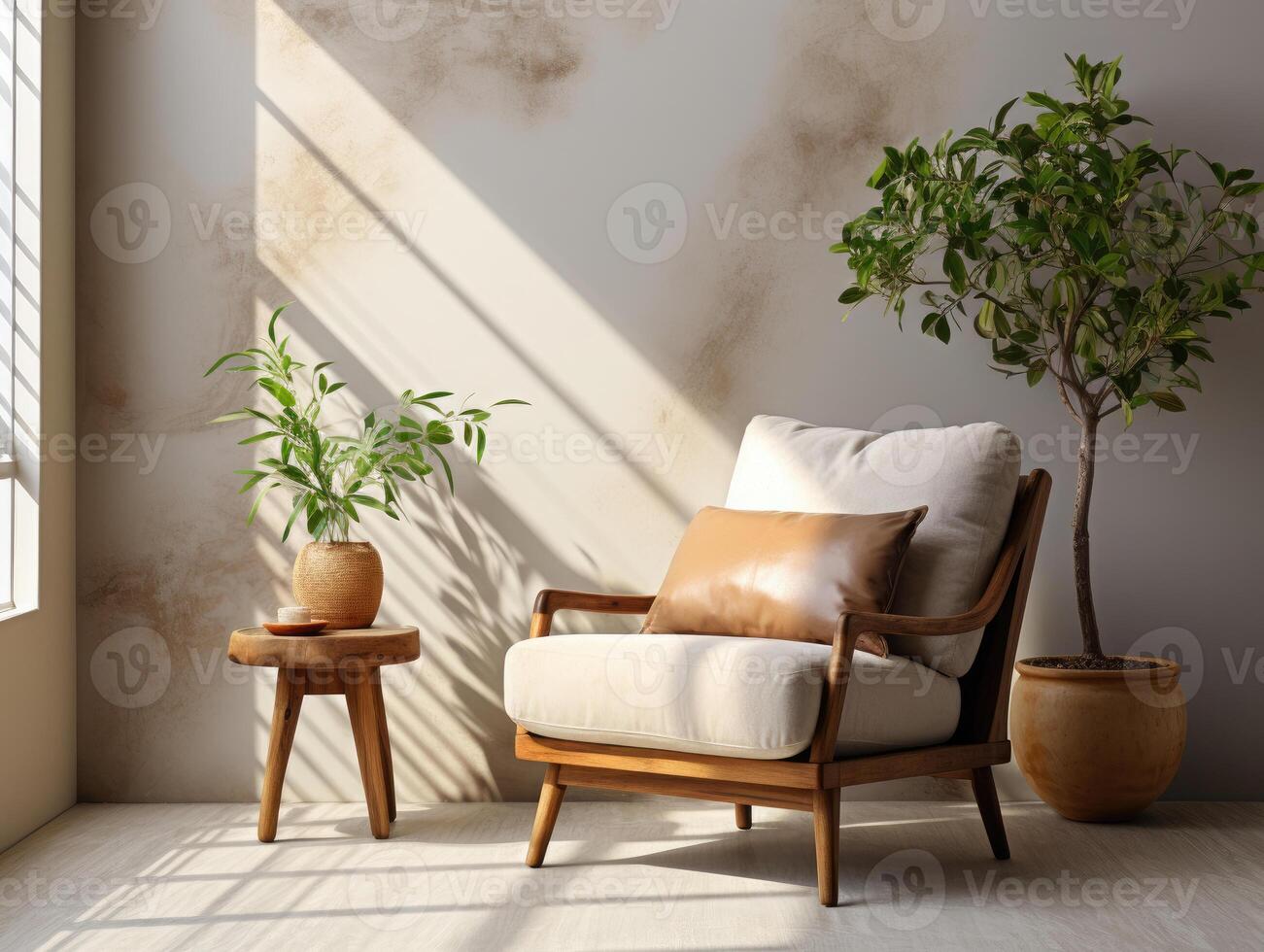 Home interior mock-up with armchair , Mockups Design 3D, High-quality Mockups, photo