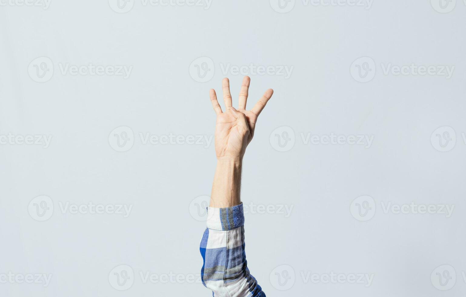 Number FOUR in sign language. Fingers counting the number FOUR in sign language, Fingers of people counting number FOUR in sign language. Concept of numbers in sign language photo