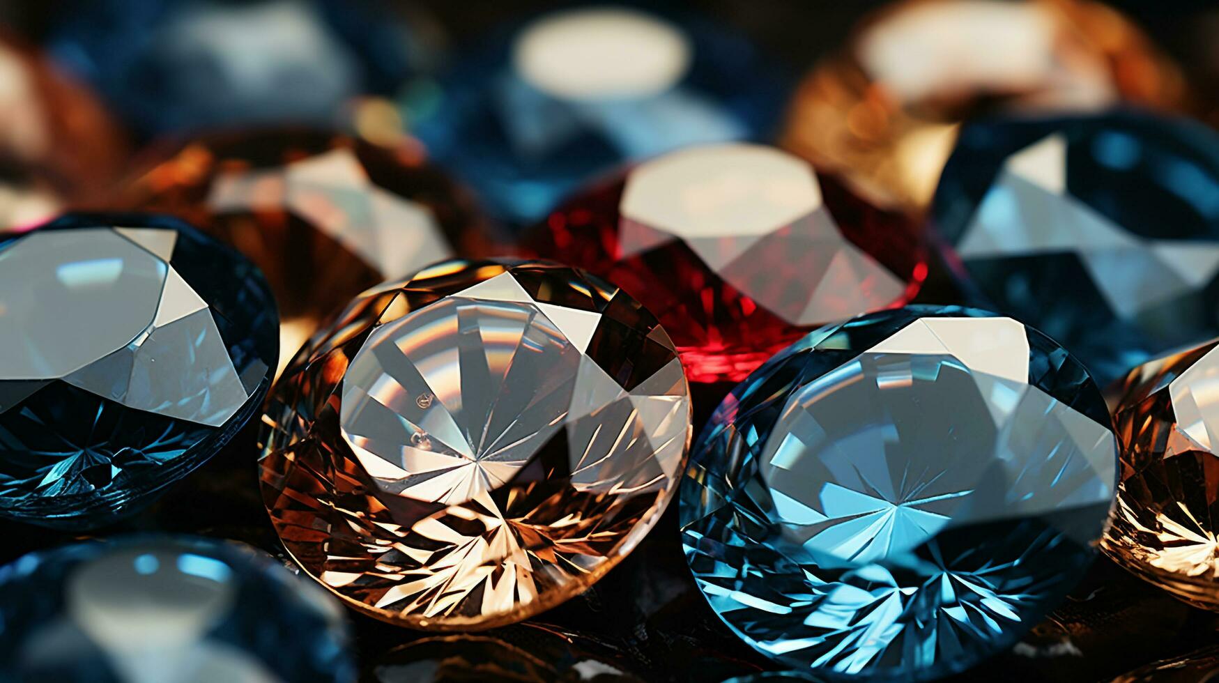 Sparkling Gems Collection on Diamond Background, Ai Generative photo