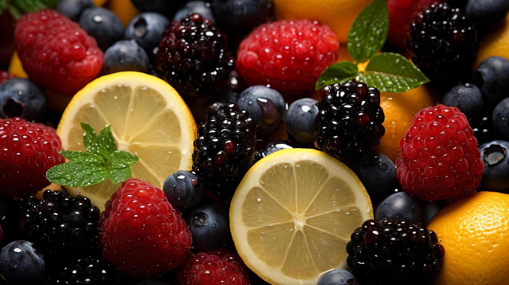 Delicious and Nutritious Colorful Summer Fruits at the Farmers' Market, photo