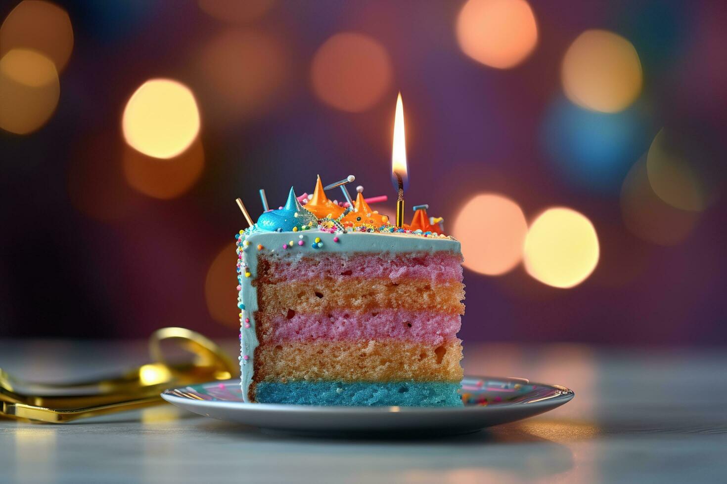 Cake with candle AI Generated photo