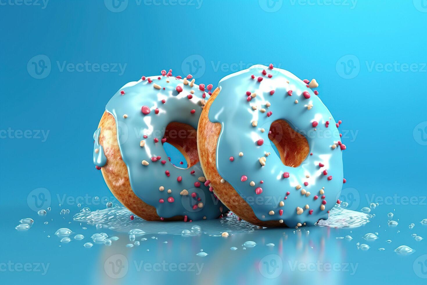 Donuts on blue background AI Generated photo