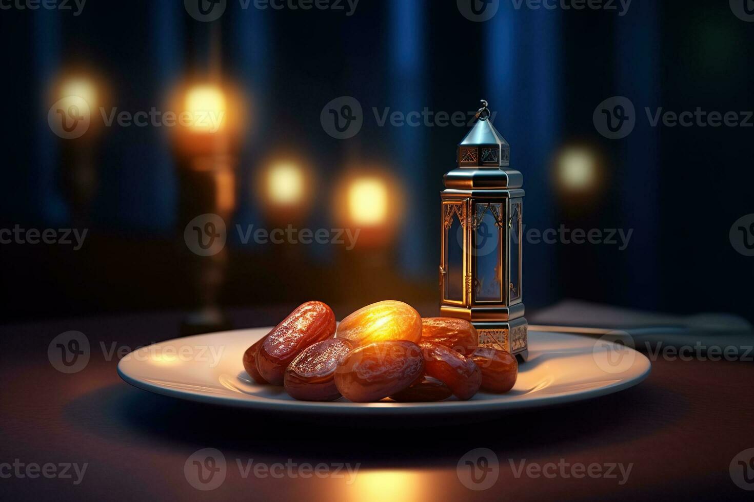 Fresh and sweet dates on a plate AI Generated photo