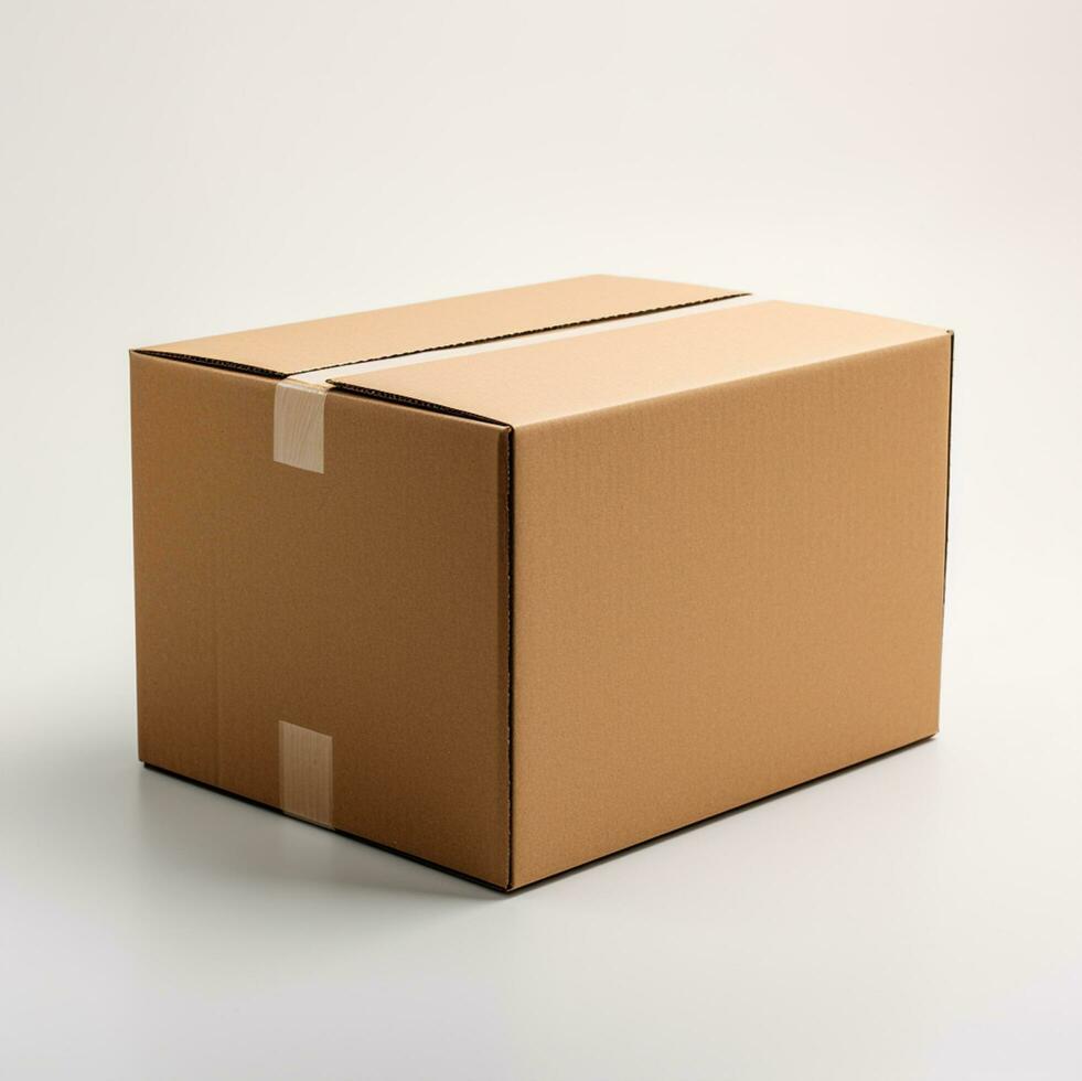 Brown cardboard box on a white background. 3d render image AI Generated photo