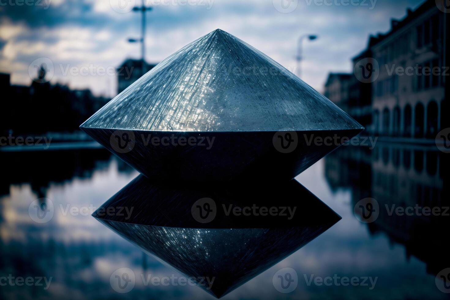 A Large Metal Object Sitting On Top Of A Body Of Water. photo