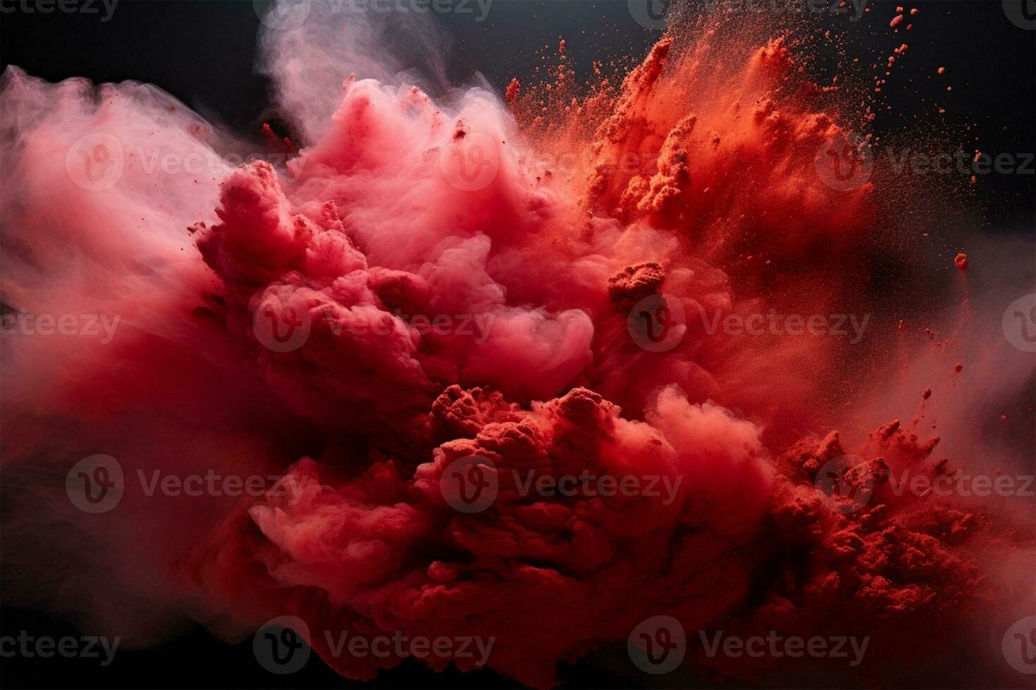 vistoso polvo explosión en un negro fondo, holi festival concepto ai generado foto