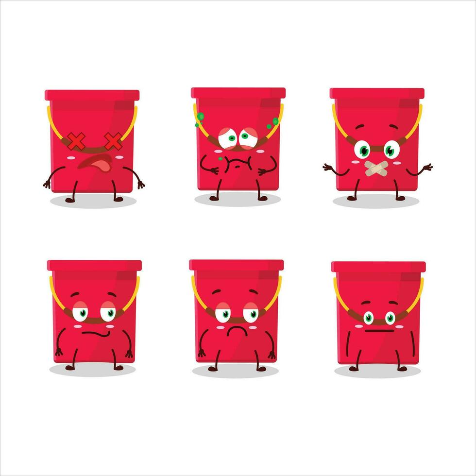 Red bucket cartoon character with nope expression vector