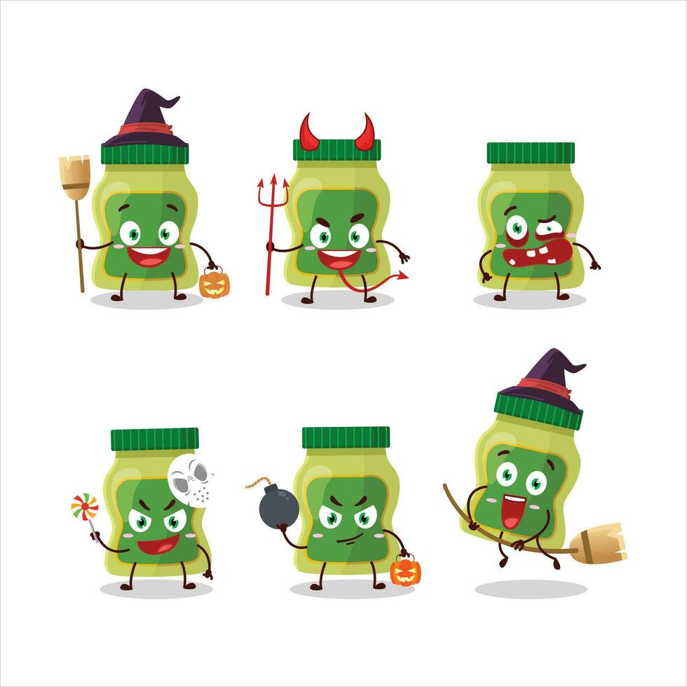 Halloween expression emoticons with cartoon character of wasabi vector