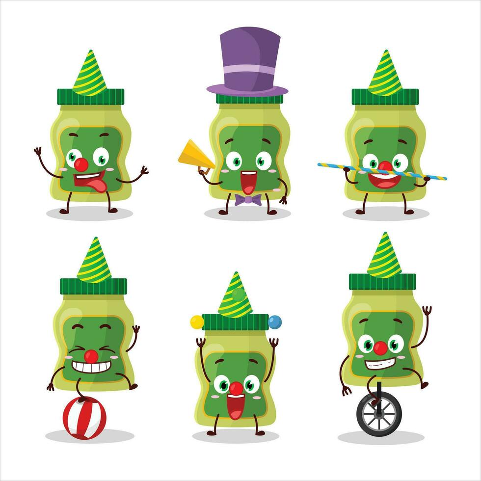 Cartoon character of wasabi with various circus shows vector