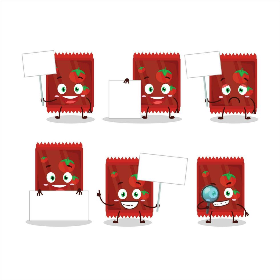 salsa de tomate bolsita dibujos animados personaje traer información tablero vector