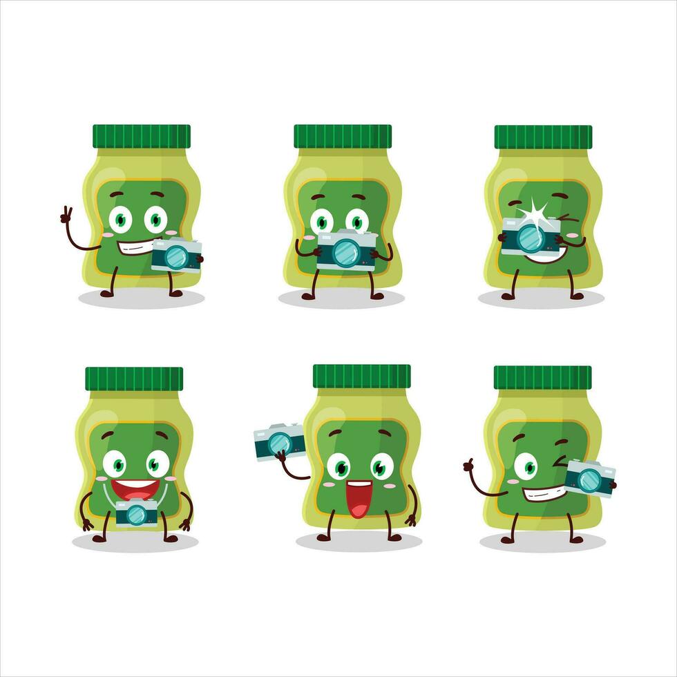 fotógrafo profesión emoticon con wasabi dibujos animados personaje vector