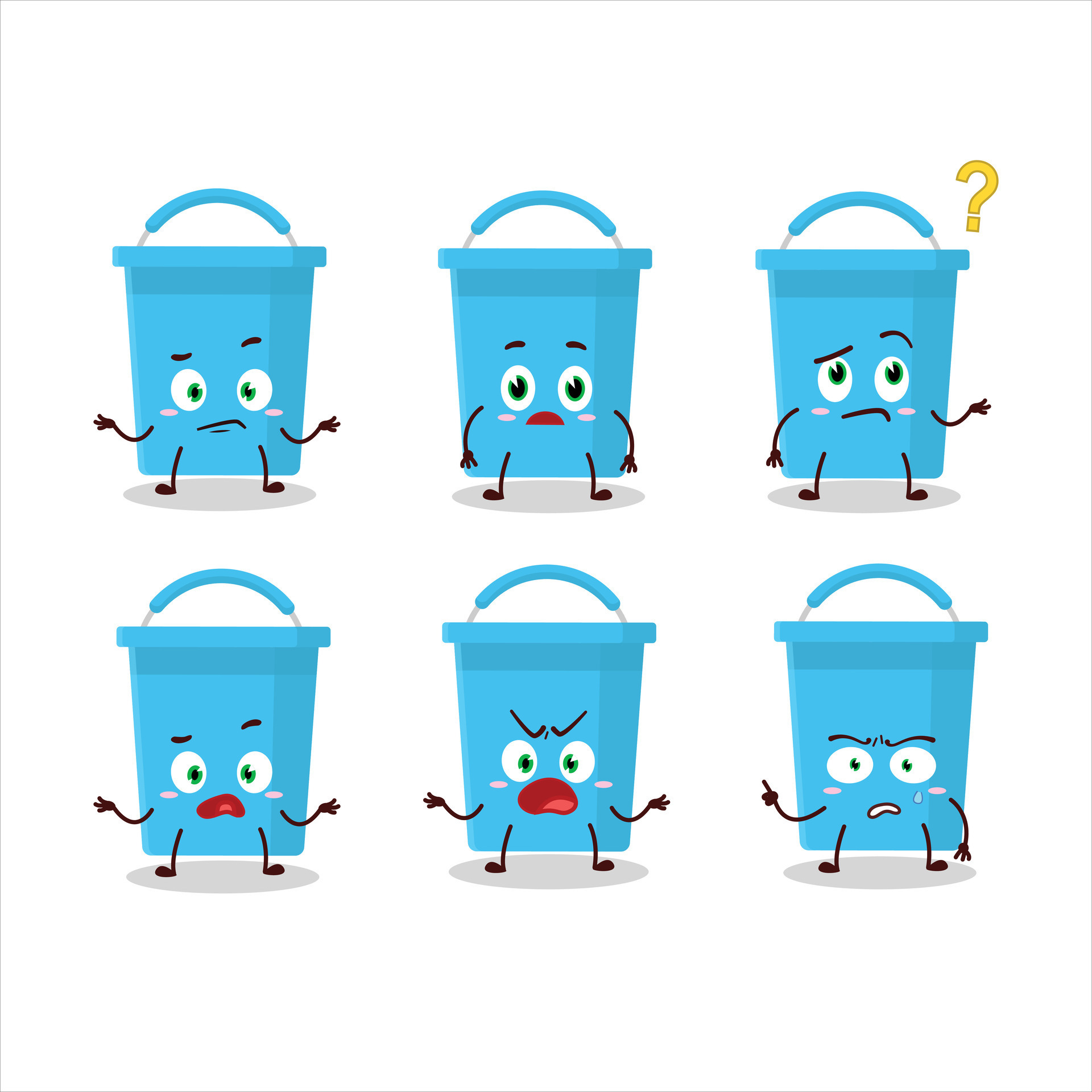 Cartoon character of blue bucket with what expression 26416952 Vector Art at Vecteezy