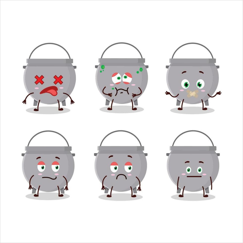 Cauldron bottle cartoon character with nope expression vector