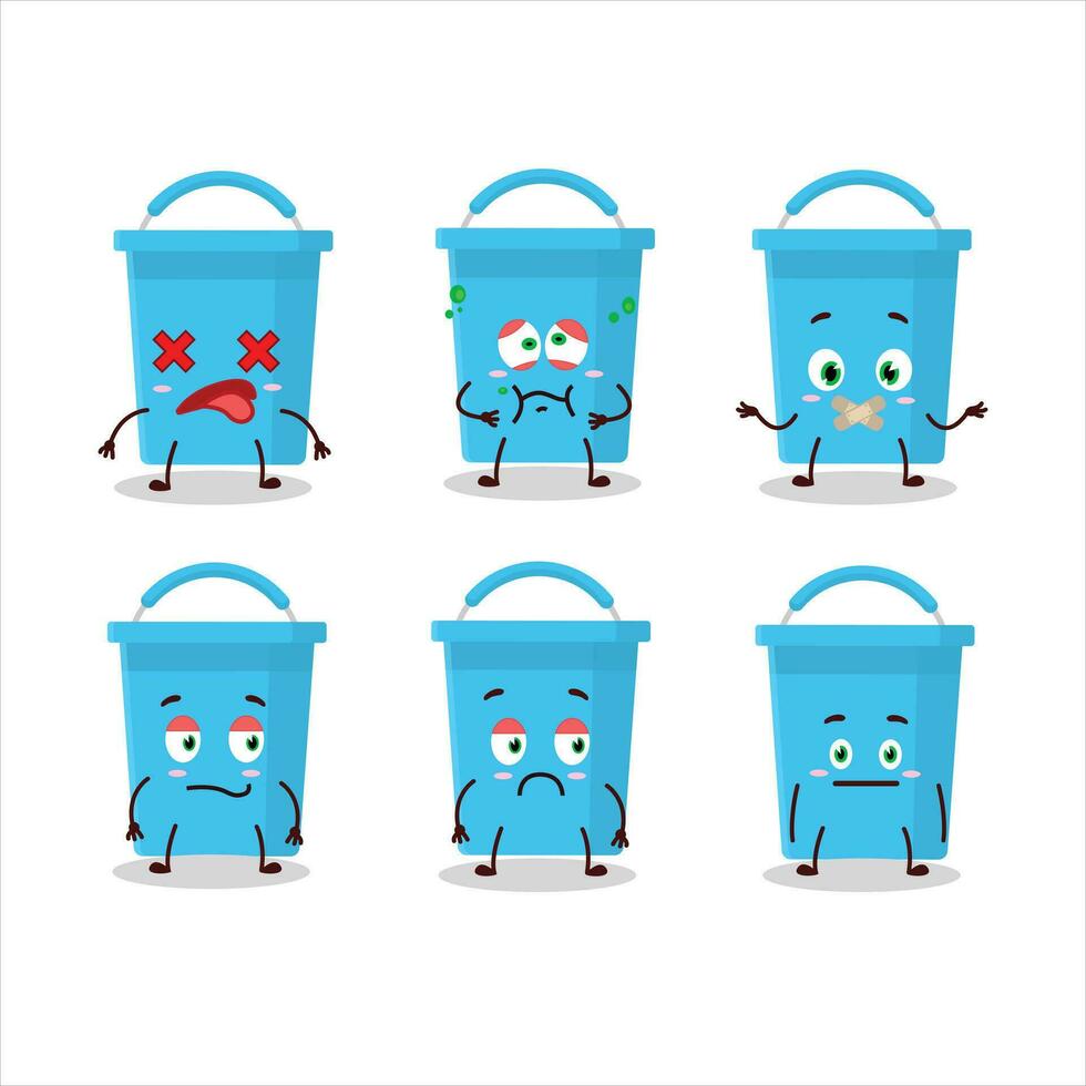 Blue bucket cartoon character with nope expression vector