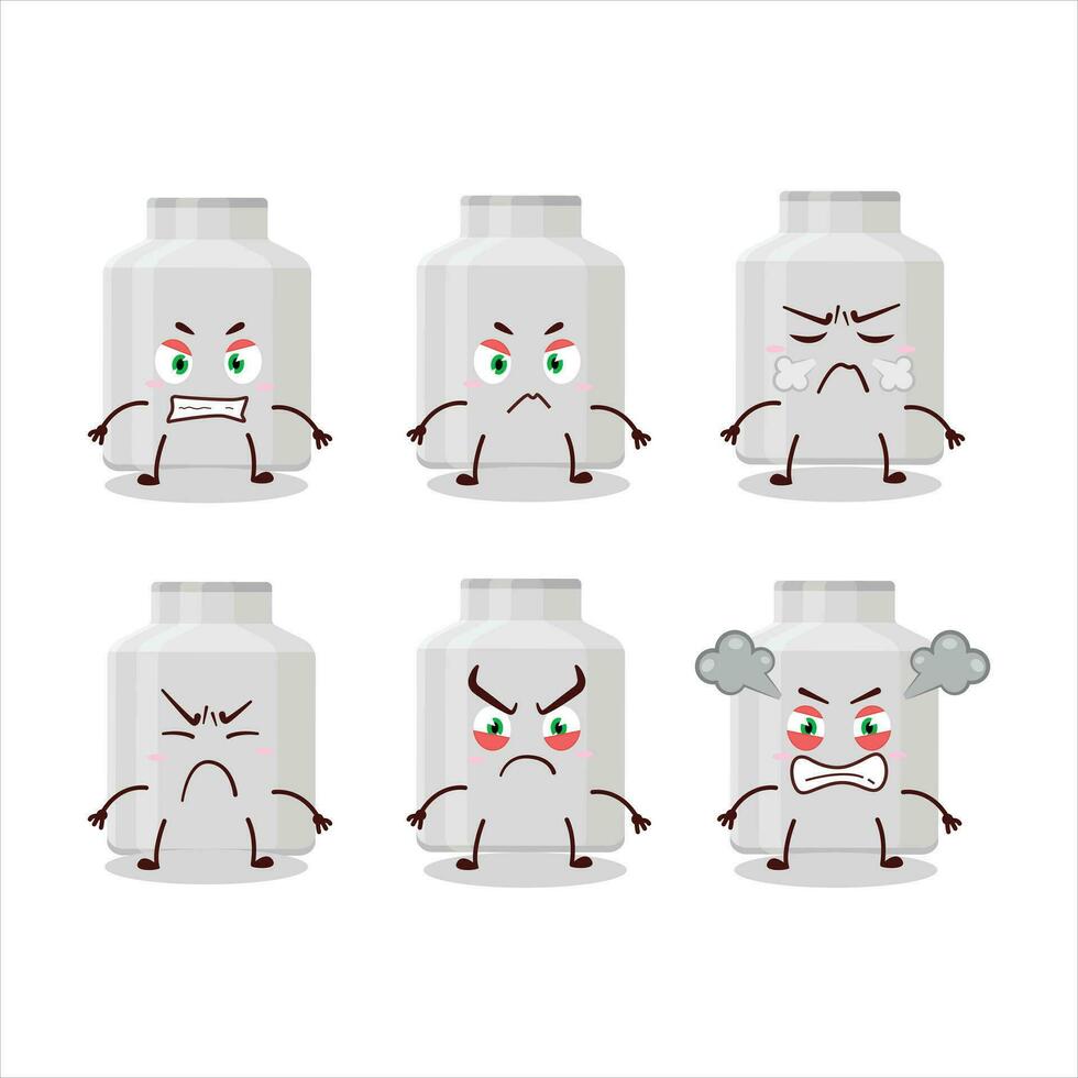 Milk can cartoon character with various angry expressions vector