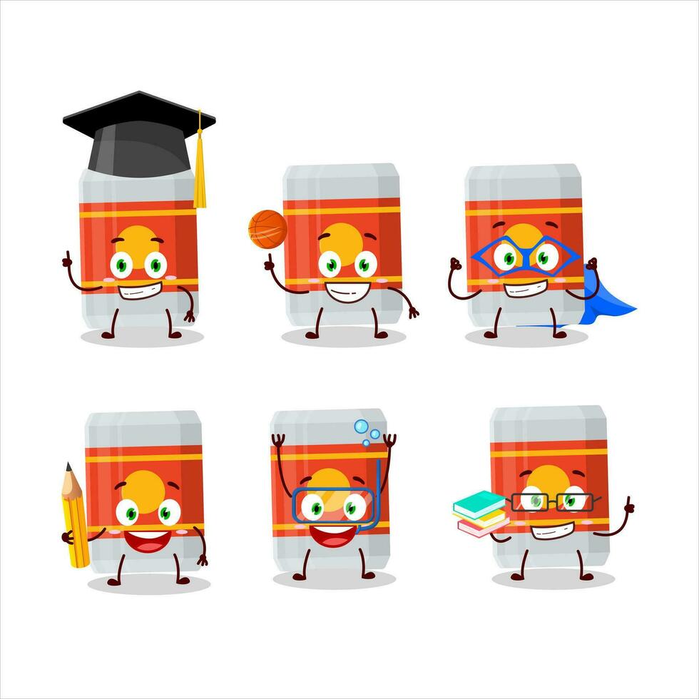 School student of beer bottle cartoon character with various expressions vector