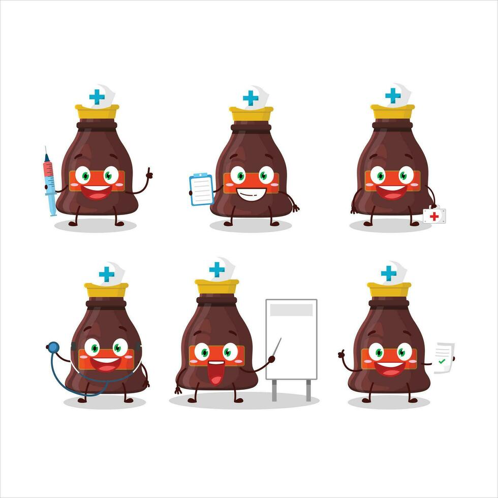 Doctor profession emoticon with soy sauce cartoon character vector