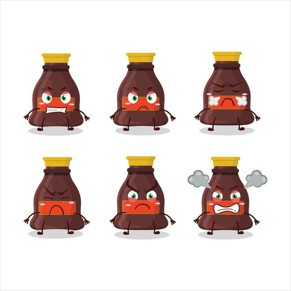 Soy sauce cartoon character with various angry expressions vector