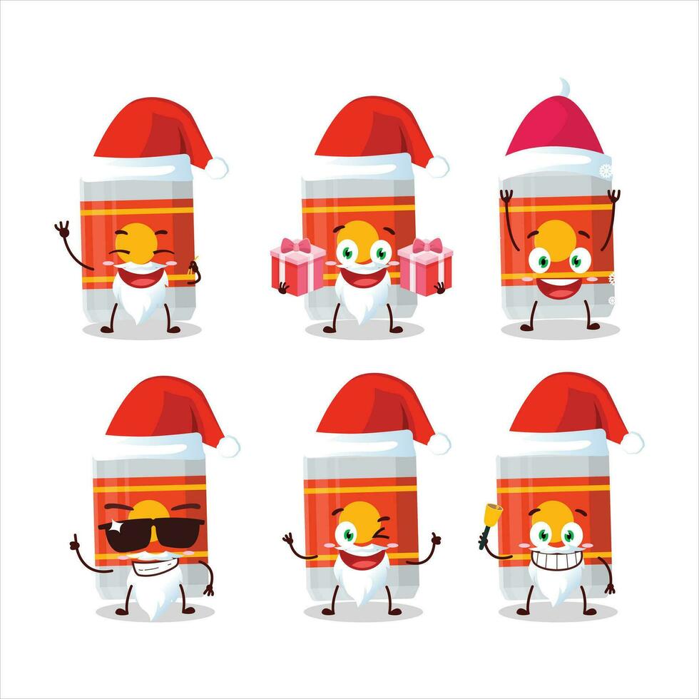 Papa Noel claus emoticones con cerveza botella dibujos animados personaje vector