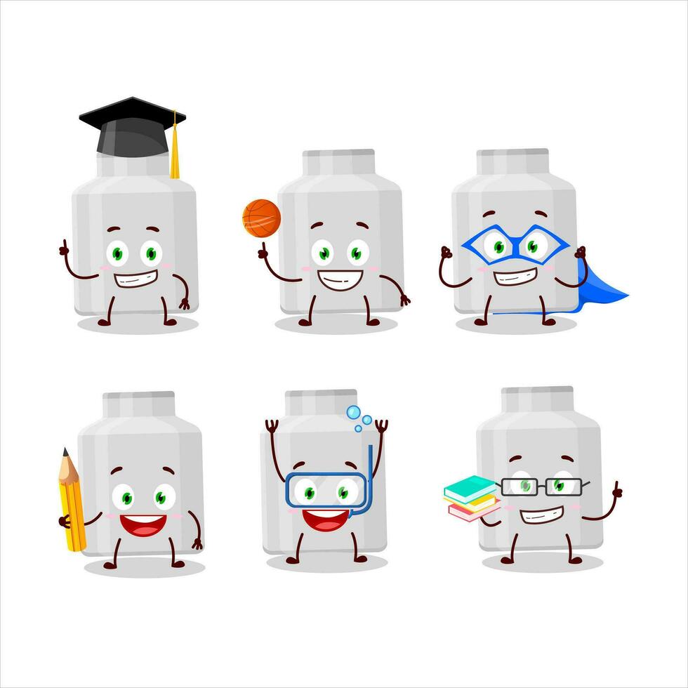 School student of milk can cartoon character with various expressions vector