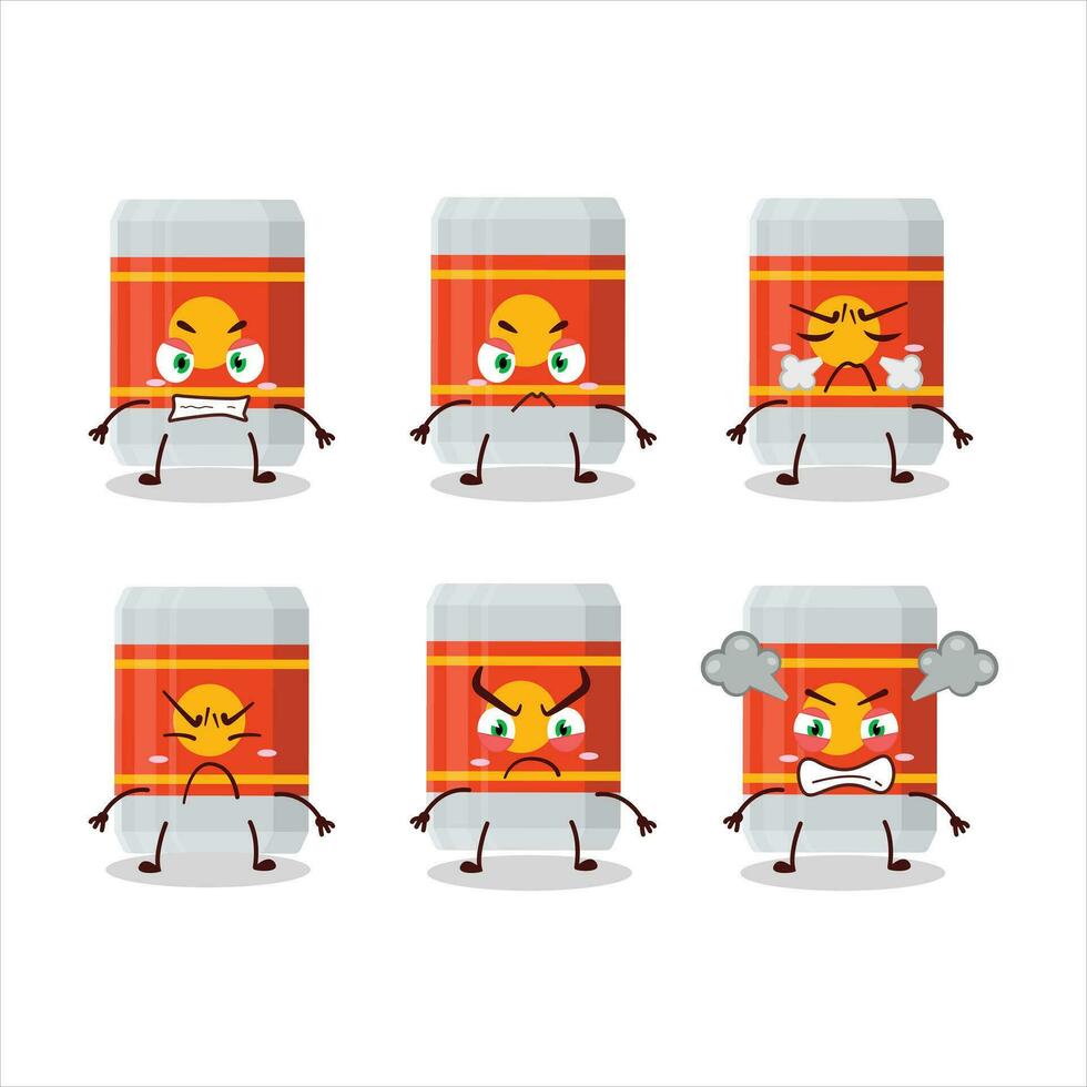 Beer bottle cartoon character with various angry expressions vector