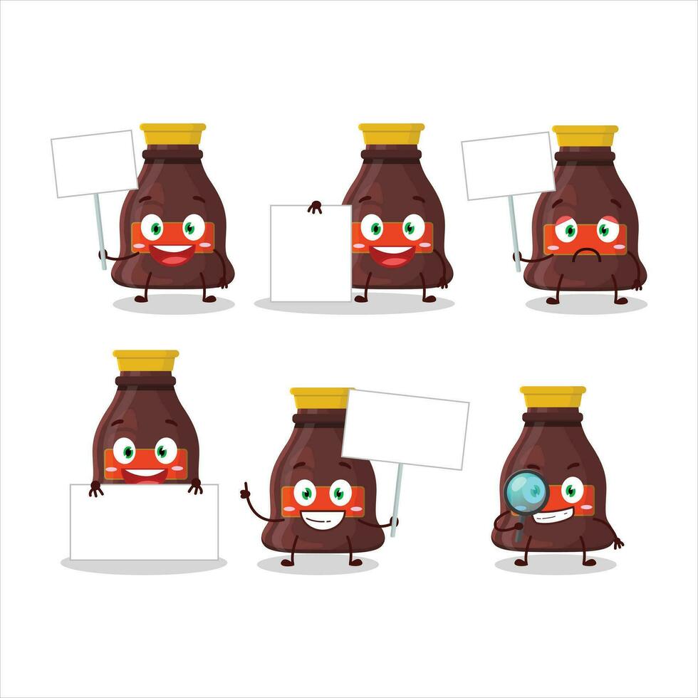 Soy sauce cartoon character bring information board vector
