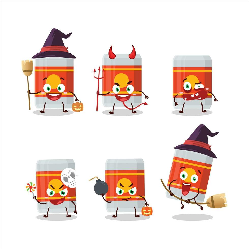 Halloween expression emoticons with cartoon character of beer bottle vector