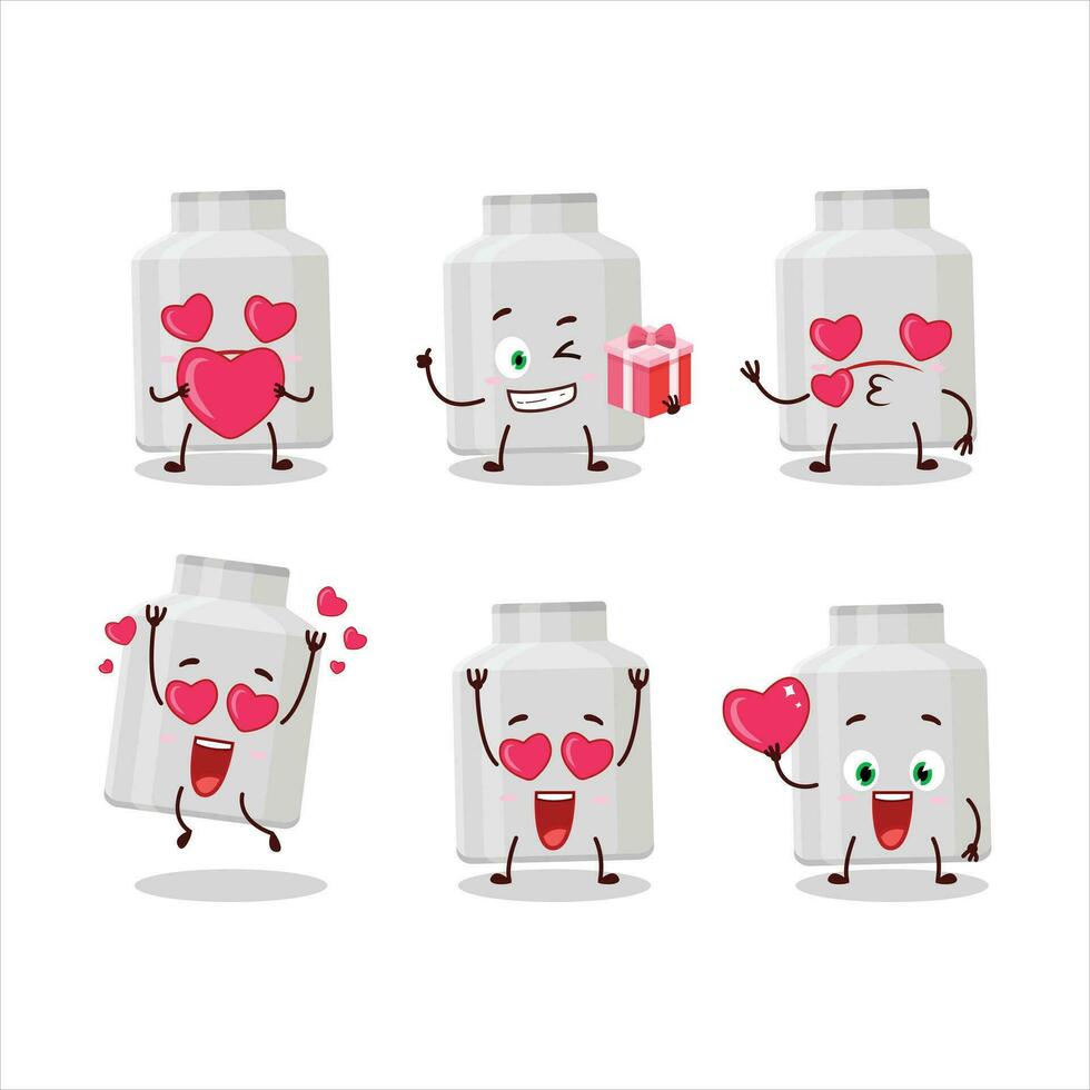 Milk can cartoon character with love cute emoticon vector