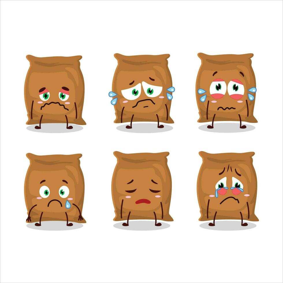 Flour sack cartoon character with sad expression vector