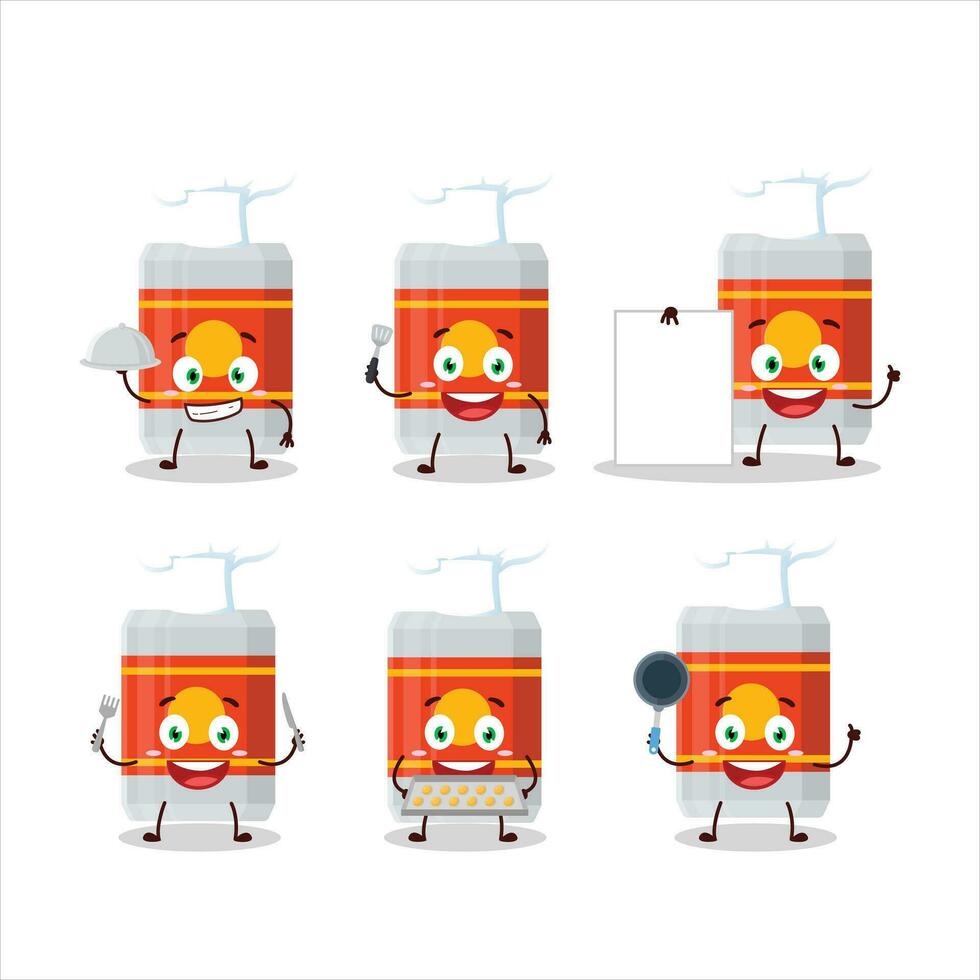 Cartoon character of beer bottle with various chef emoticons vector