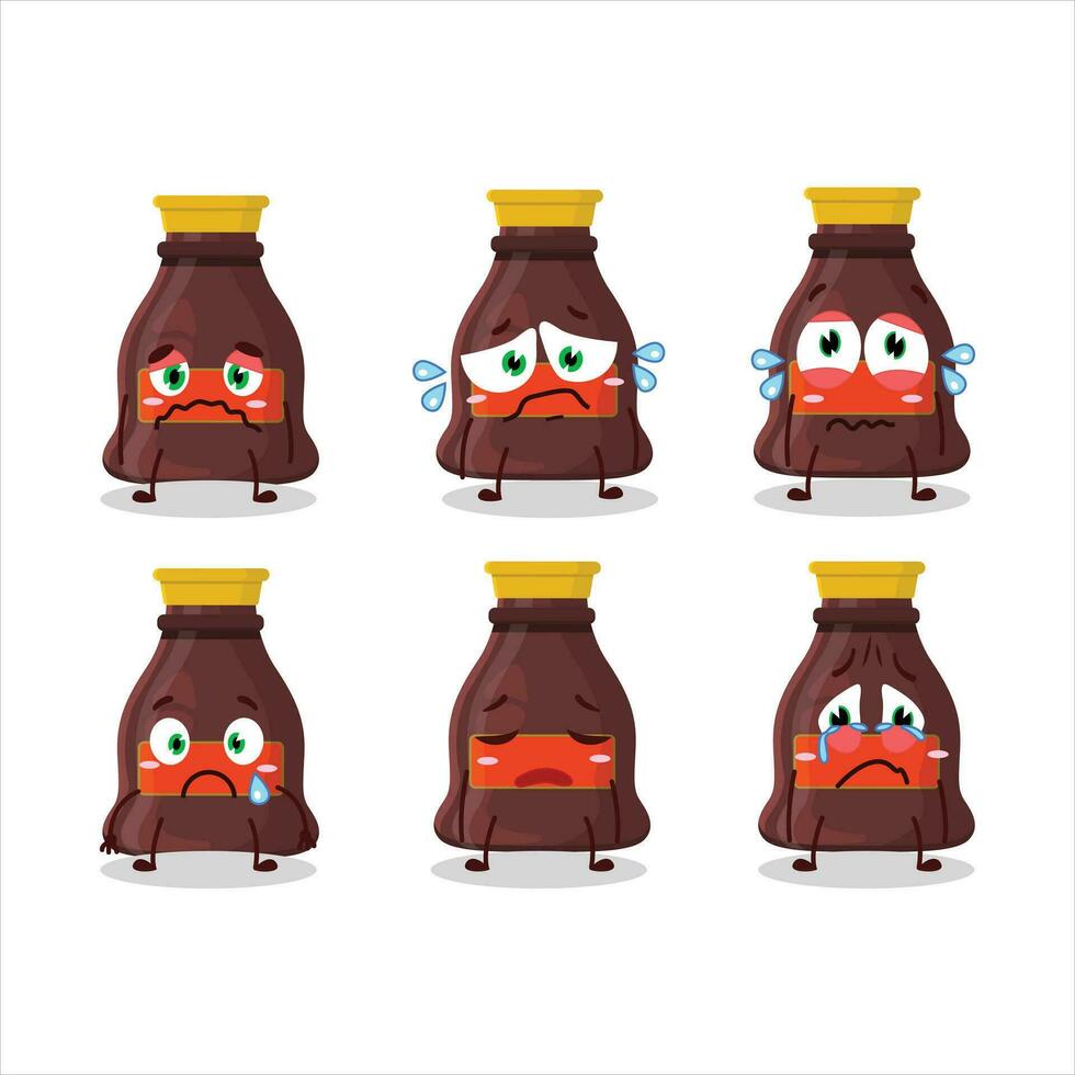Soy sauce cartoon character with sad expression vector
