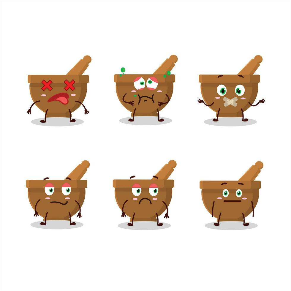 Mortar and pestle cartoon character with nope expression vector