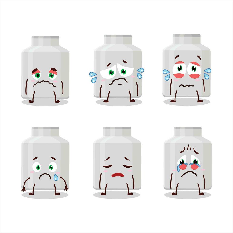 Milk can cartoon character with sad expression vector