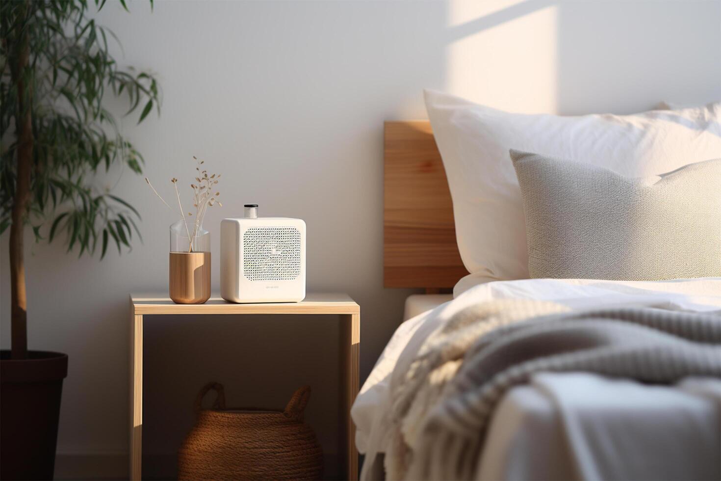 Air purifier white bedroom for filter ,Air Pollution Concept photo
