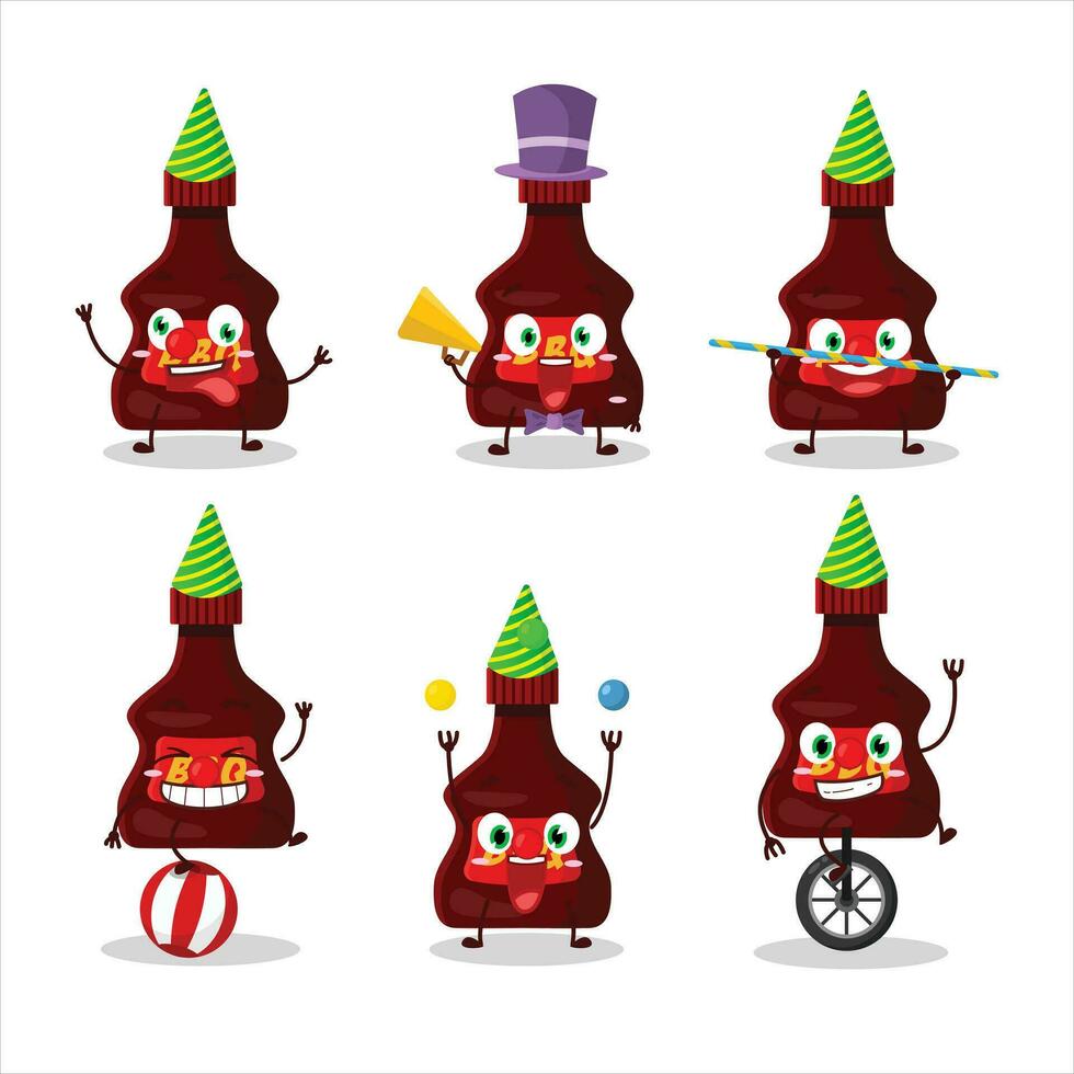 Cartoon character of bbq sauce with various circus shows vector