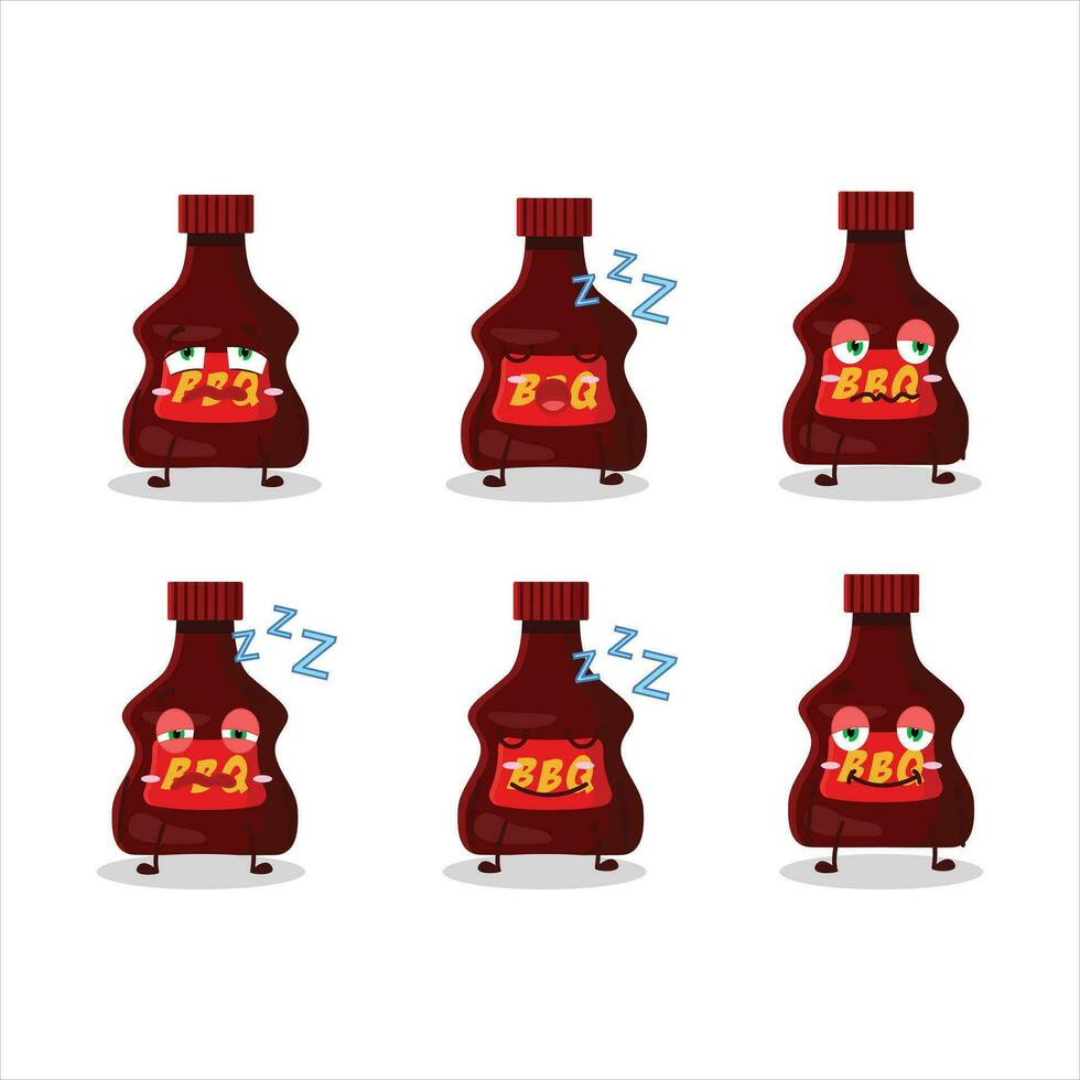 Cartoon character of bbq sauce with sleepy expression vector