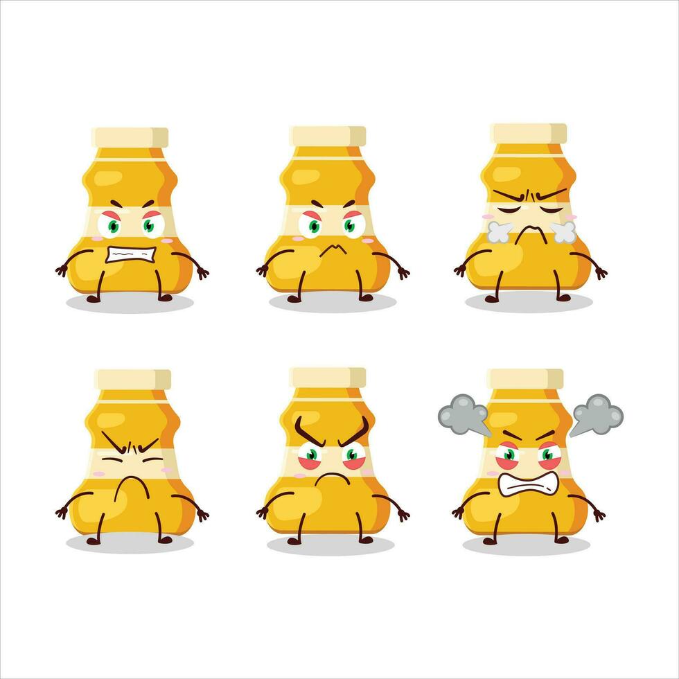 Curry sauce cartoon character with various angry expressions vector