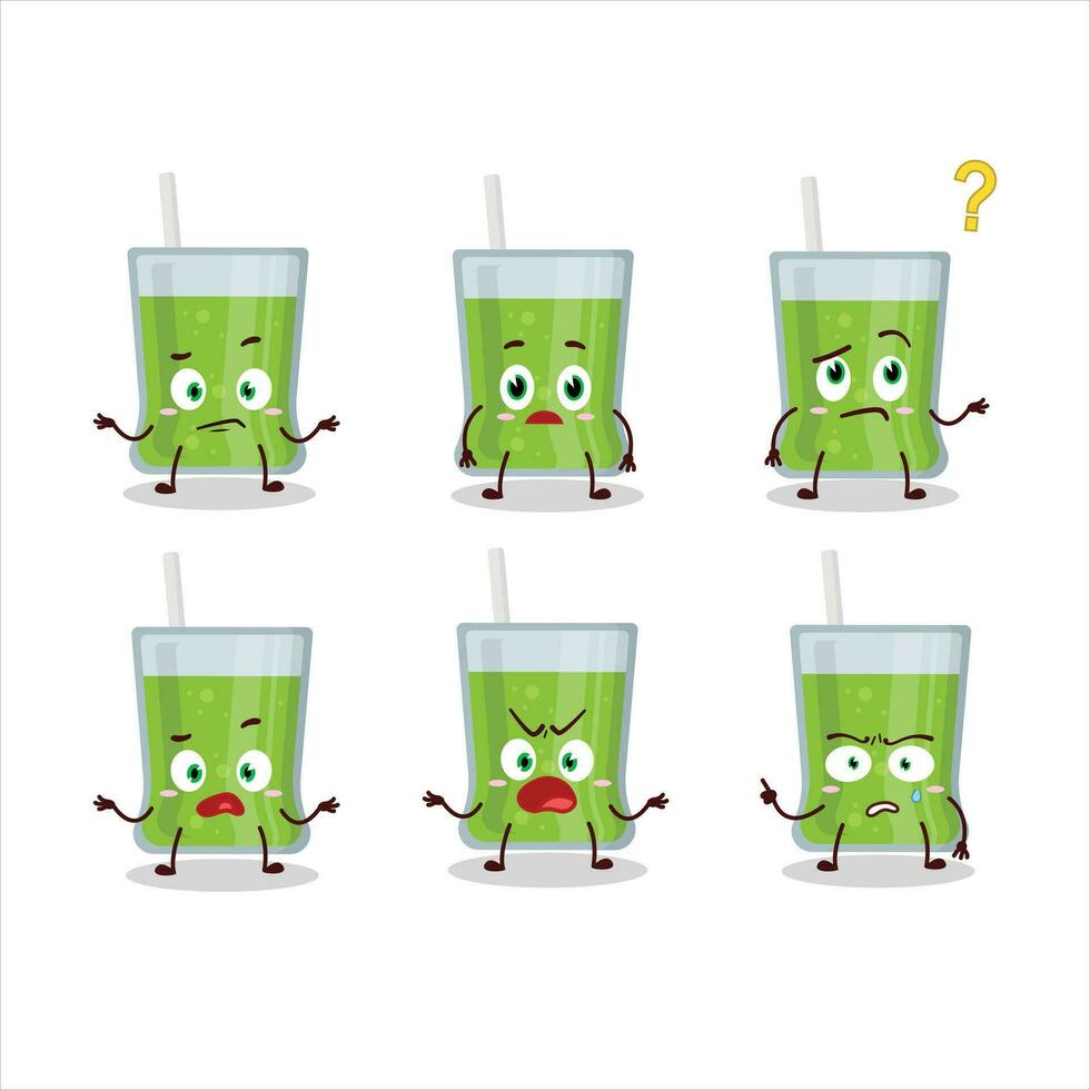 Cartoon character of green apple juice with what expression vector