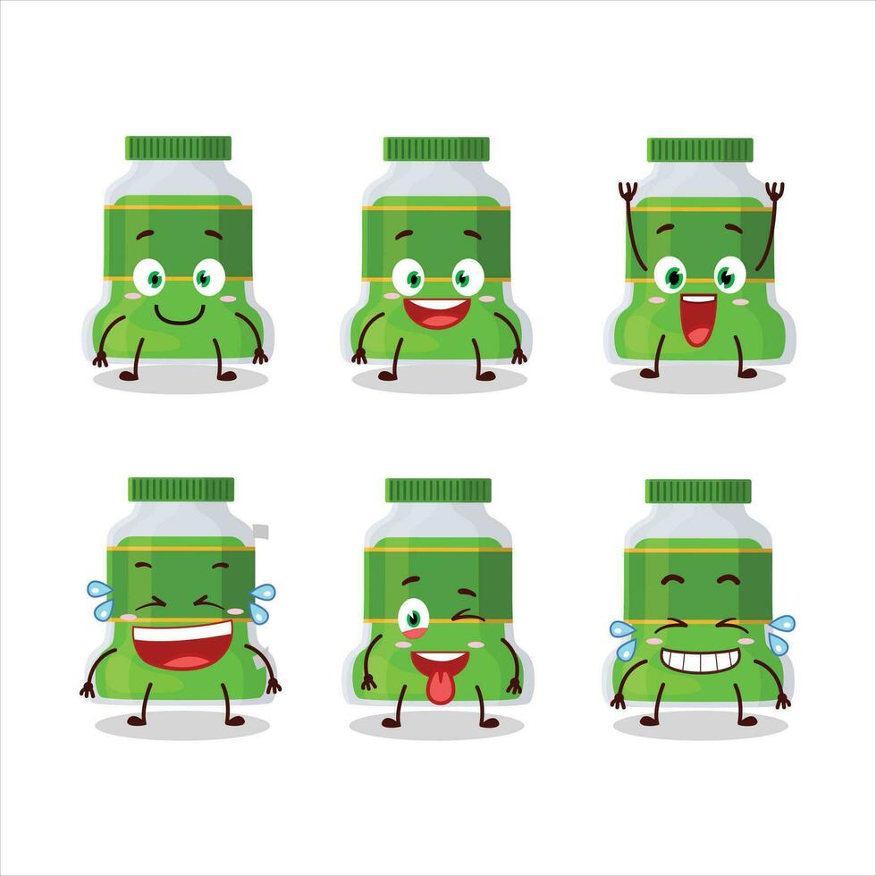 Cartoon character of pesto bottle with smile expression vector