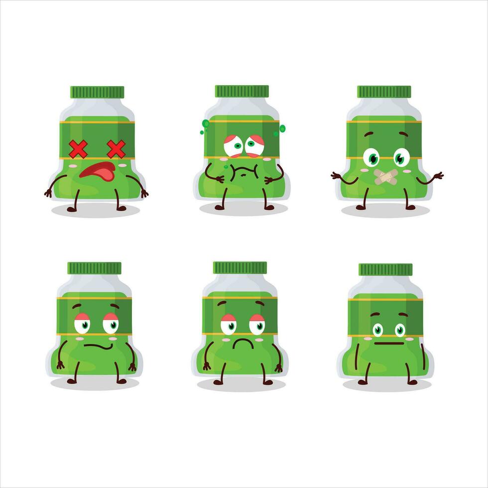 Pesto bottle cartoon character with nope expression vector