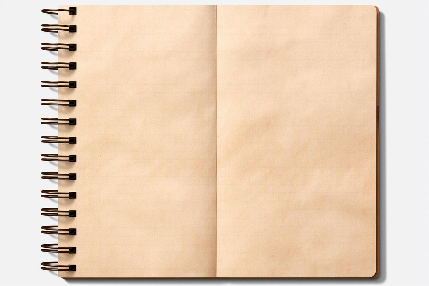 blank open notebook isolated over a transparent background, business stationery, school, art, or craft supply, top view photo