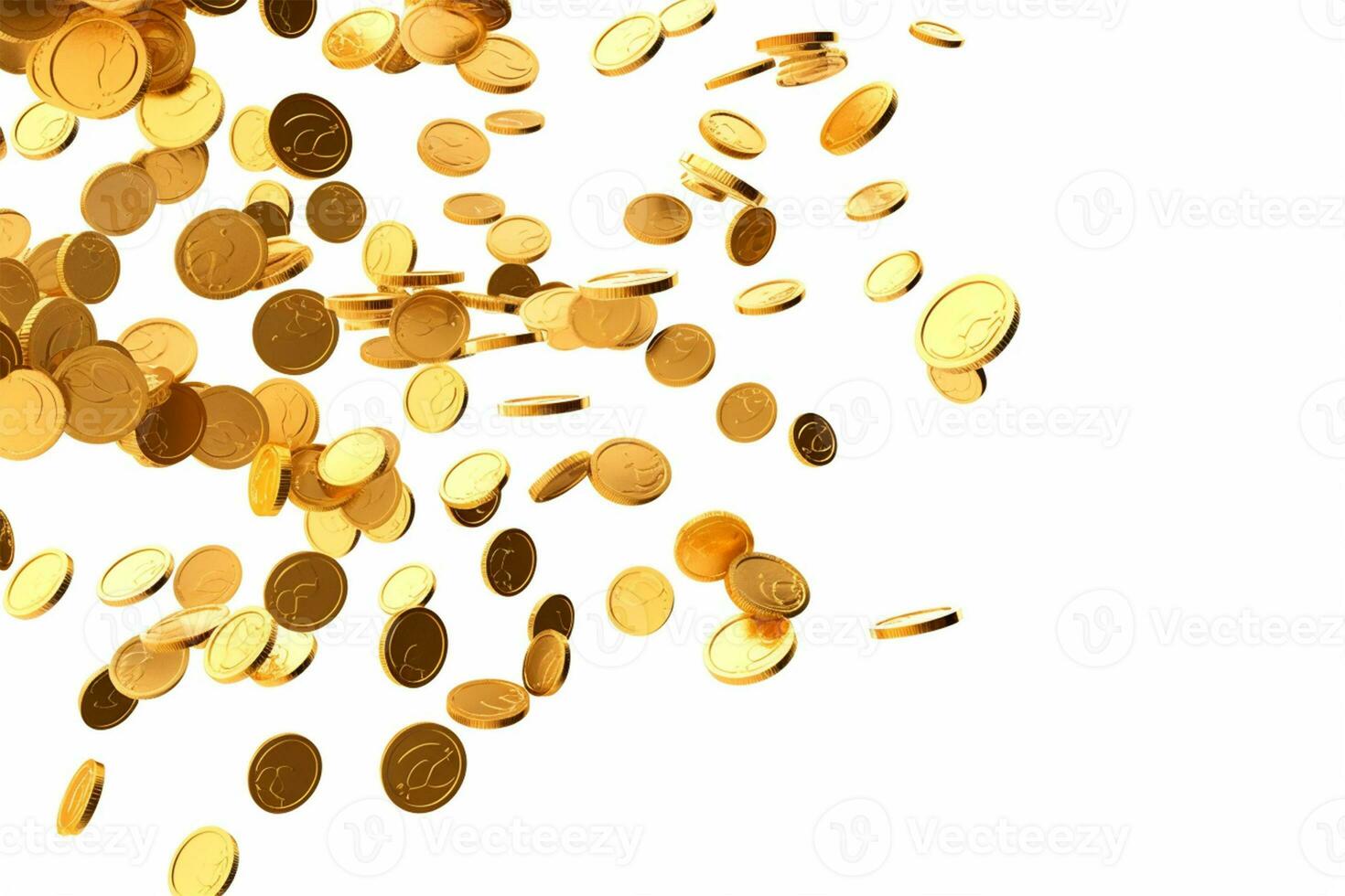 Falling Gold Coins Isolated on white background AI Generated photo
